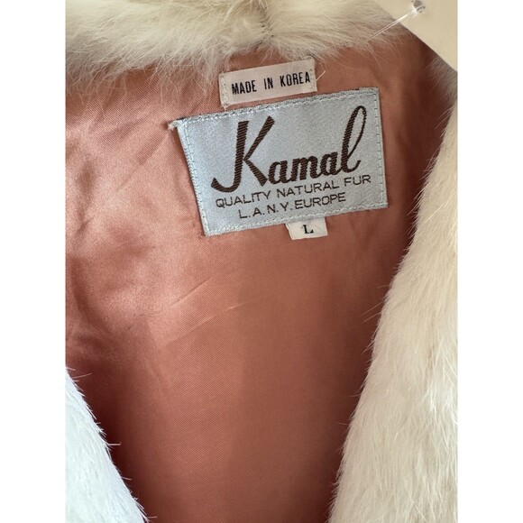 VTG Kamal Furs NWT Fluffy White Rabbit Fur Jacket Satin Lined Pockets Size L - Picture 8 of 13
